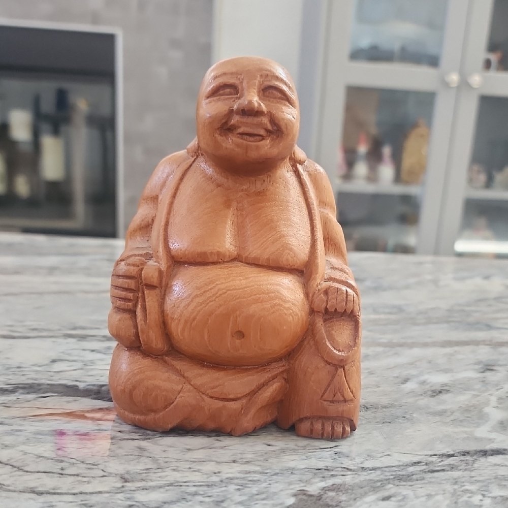 Happy Budda , Teak Wood. Vintage